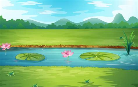 Beautiful nature river landscape 445047 Vector Art at Vecteezy