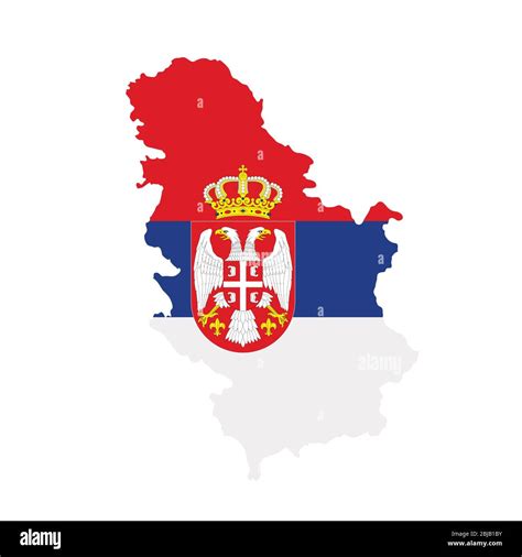 Serbia flag map. Country outline with national flag Stock Photo - Alamy