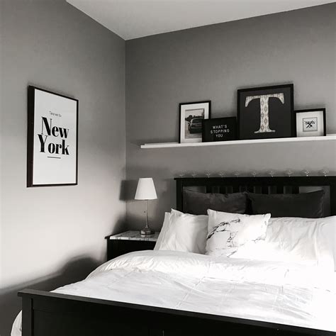 White, grey and black IKEA bedroom using hemnes | White bedroom decor ...