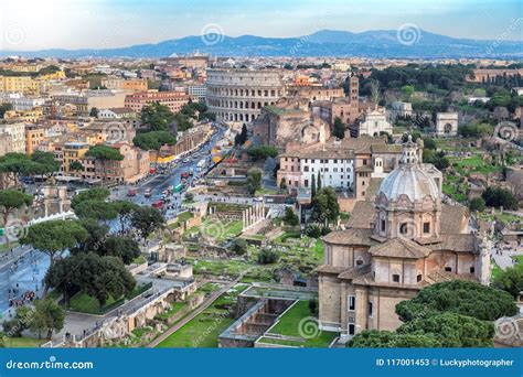 Rome Skyline at Sunset, Rome, Italy. Stock Image - Image of cityscape ...