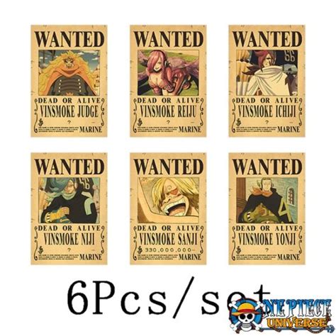 One Piece Sanji Wanted Poster And Vinsmoke Family 6PCS/Set | One Piece ...