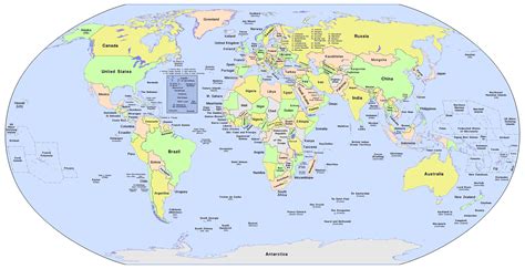 World Political Map With Country Names - Tourist Map Of English