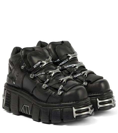 Vetements X New Rock Leather Platform Sneakers in Black | Lyst