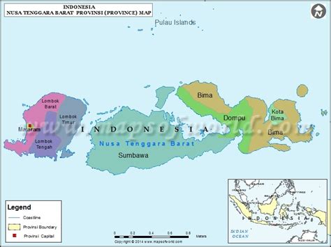 Nusa Tenggara Barat Map, Map of Nusa Tenggara Barat Province, Indonesia