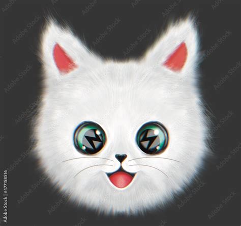 Cute fluffy cartoon cat illustration Stock Illustration | Adobe Stock