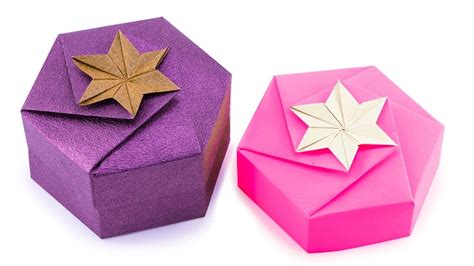 Origami Hexagonal Gift Box Tutorial - 1 Sheet DIY - Paper Kawaii - YouTube