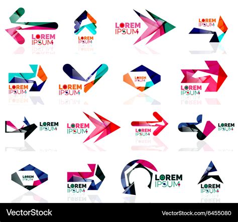 Geometric shapes arrow company logo set paper Vector Image