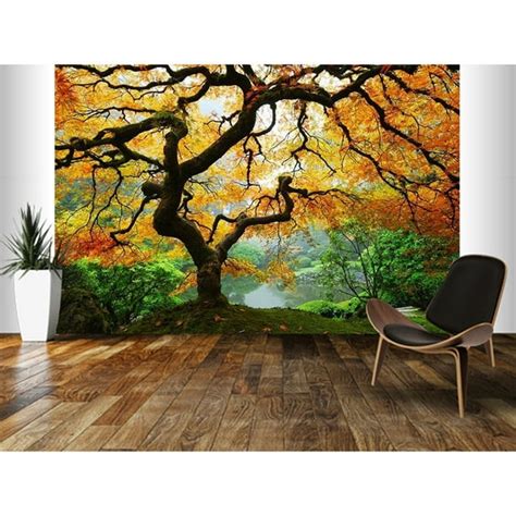 Startonight Mural Wall Art Maple Tree, Illuminated Landscape Large ...