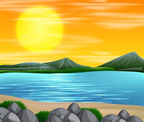 A beautiful beach sunset scene 528478 Vector Art at Vecteezy