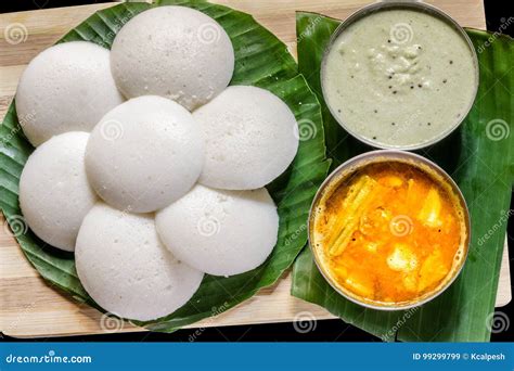 South Indian Food Idli Sambhar and Chutney Stock Image - Image of dish ...