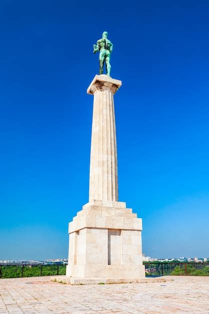 Premium Photo | Pobednik or Victory monument in Belgrade