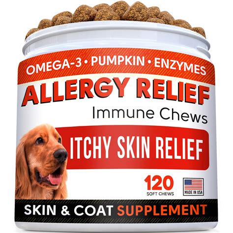 Allergy Relief Chews for Dogs with Omega 3 - Itchy Skin Relief Immune ...