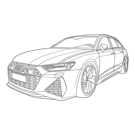 Audi RS6 Vector Line Drawing Illustration, Digital Vector, Line Art ...