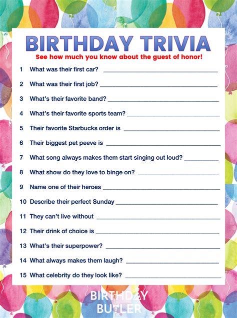 20+ Birthday Trivia Questions Funny