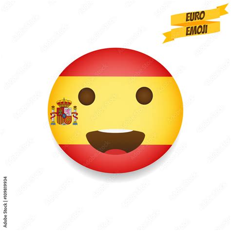 Euro emoji. Spain Flag Emoticon. Emoticon sport fan. Emoji isolated ...