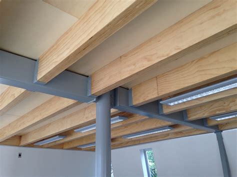 Wood I Beam Supporting Structural Installations | Steel frame house ...