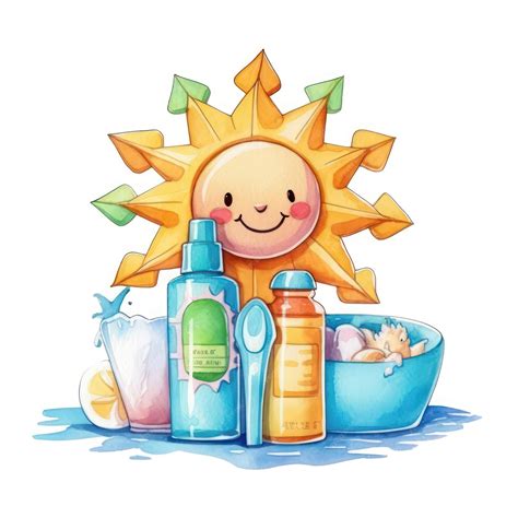 Premium AI Image | Watercolor Clipart Cute Cartoon Sunscreen