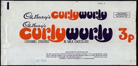 UK - Cadbury's CurlyWurly -Curly Wurly- 3p chocolate candy bar wrapper ...