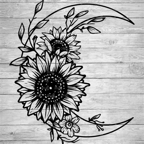 Moon Sunflower SVG,EPS & PNG Files - Digital Download files for Cricut ...