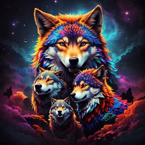 Premium Photo | Wolves family image