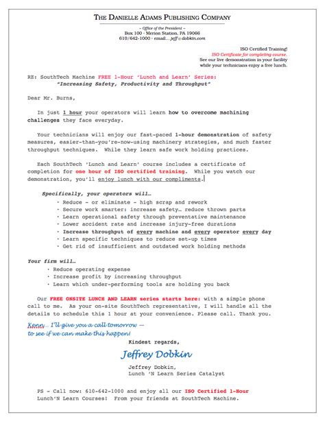 Direct Mail Letter Samples - Jeffrey Dobkin