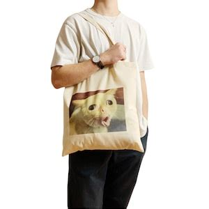 Cat Gagging Meme Tote Bag Funny Kitty Feline Bag Iconic Meme - Etsy