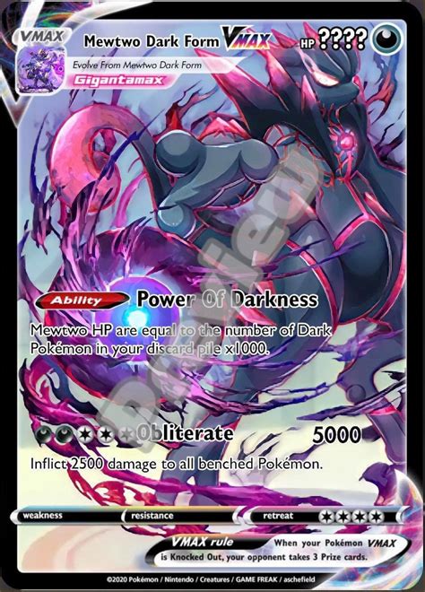 Mewtwo Dark Form VMAX Pokemon Card - Etsy