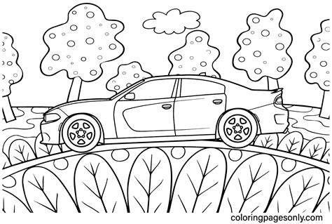 Dodge Charger SRT Hellcat Coloring Page - Free Printable Coloring Pages