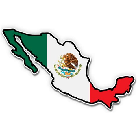 Mexico Shape Flag Eagle Mexican Pride - 3" Vinyl Sticker - For Car ...