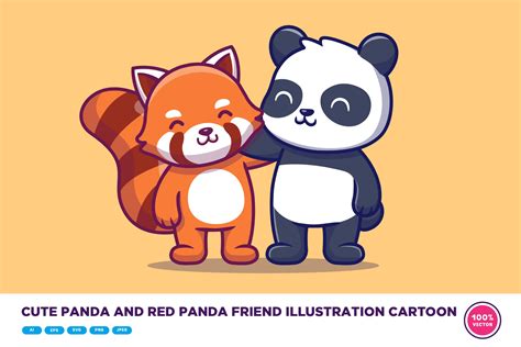 Cute Panda And Red Panda Friend – MasterBundles