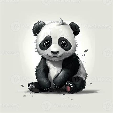 Minimalist Cute Panda Drawing on White Background for Invitations and ...