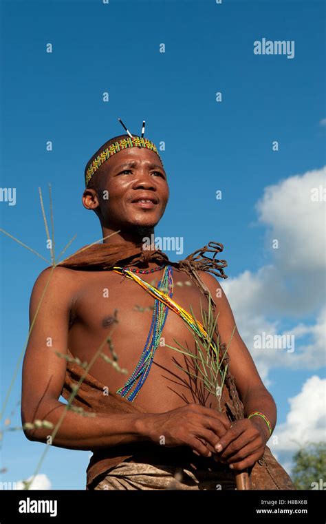 Portrait of a young San Bushman in traditional clothing Stock Photo - Alamy