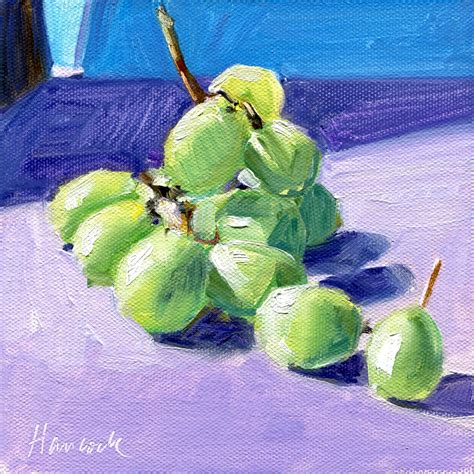 Gretchen Hancock's Paintings: Green Grapes on Lavender