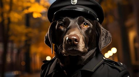 Premium AI Image | dog in a police uniform