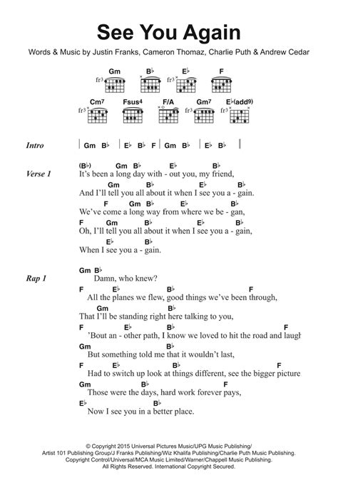 See You Again (featuring Charlie Puth) by Wiz Khalifa - Guitar Chords ...