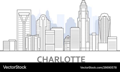 Charlotte skyline north carolina - panorama of Vector Image