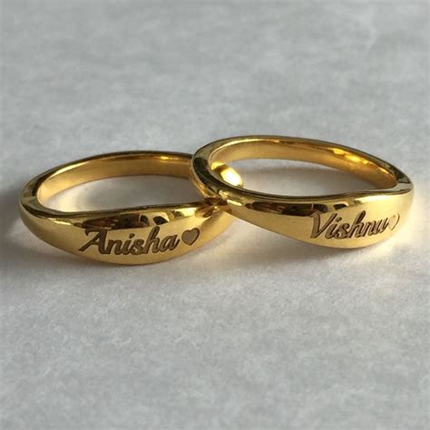 Hearts Locked Gold Couple Name Rings | Couple ring design, Engagement ...