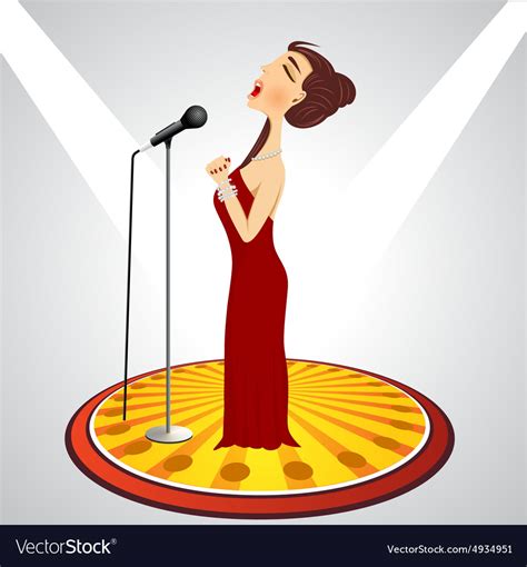 Cartoon female singer with microphone Royalty Free Vector