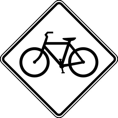 Bicycle Crossing, Black and White | ClipArt ETC