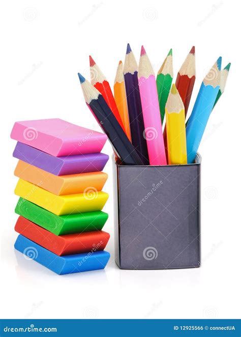 Erasers and pencils stock photo. Image of correct, office - 12925566