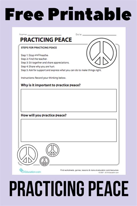 Peace Is Second Grade Worksheet