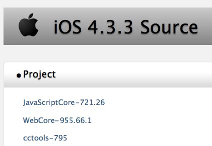 Apple Releases iOS 4.3.3 WebKit Source Code Two Months Late