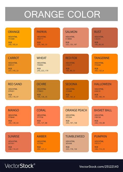 Orange Color Codes and Names for Design, Interior, and Illustration