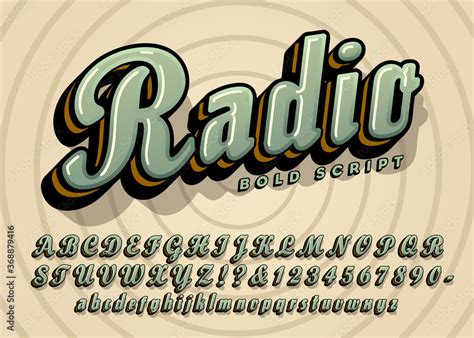 Radio Bold Cursive Script Alphabet Design; This Vector Font Has a ...