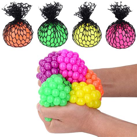 Kicko Colorful Mesh Squish Ball - Stress Reliever Squishy - Therapy ...