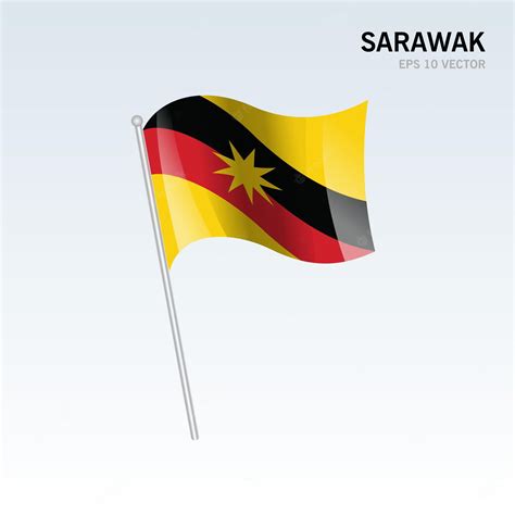 Premium Vector | Waving flag of sarawak state and federal territory of ...