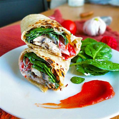 Vegan Mushroom Spinach Wrap : veganrecipes