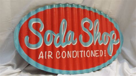 50's Vintage Style Soda Shop Air Cond Corrugated Metal Fountain Shop ...