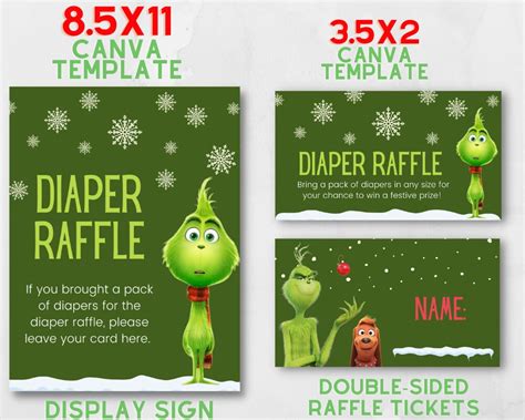 Grinch Baby Shower Bundle, Christmas Baby Shower Invitation Set, Canva ...