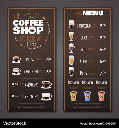 Coffee shop menu design template Royalty Free Vector Image